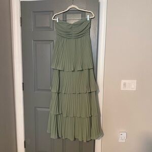 Lulus Seriously Sensational Sage Brush Strapless Tiered Maxi Dress Sage Brush M